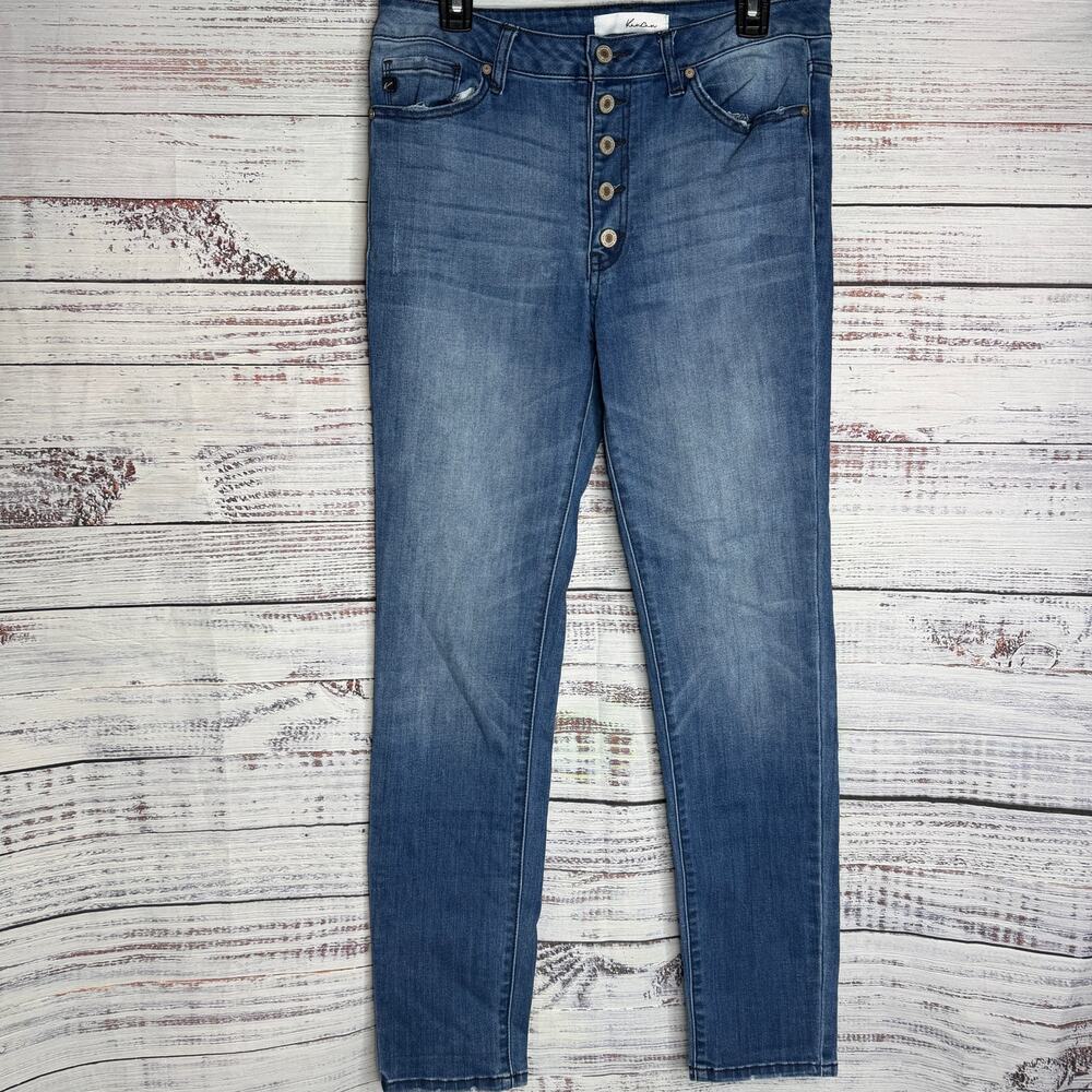 KanCan Jeans Womens 11/29 Blue High Rise Button Fly Skinny Stretch Denim